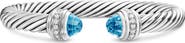 David Yurman Classic Cable Bracelet in Sterling Silver with Blue Topaz & Diamonds, 7mm