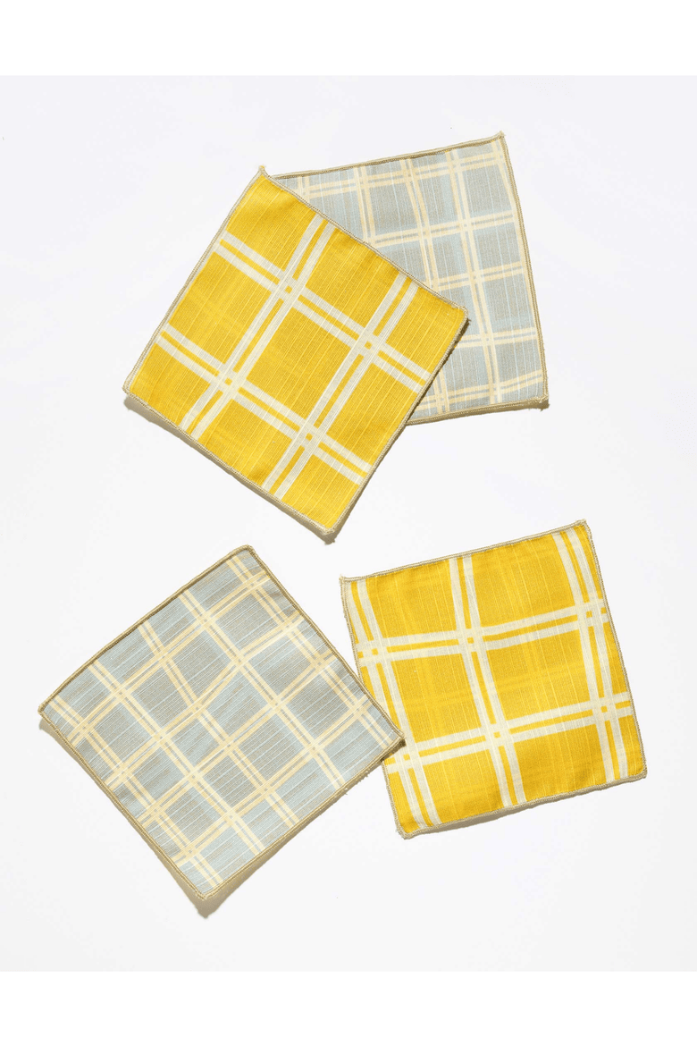 Grid Cocktail Napkins Set of 4, Main, color, SKY