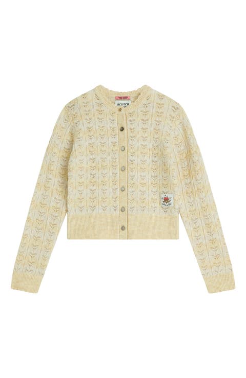 Kids' Pointelle Crewneck Cardigan
