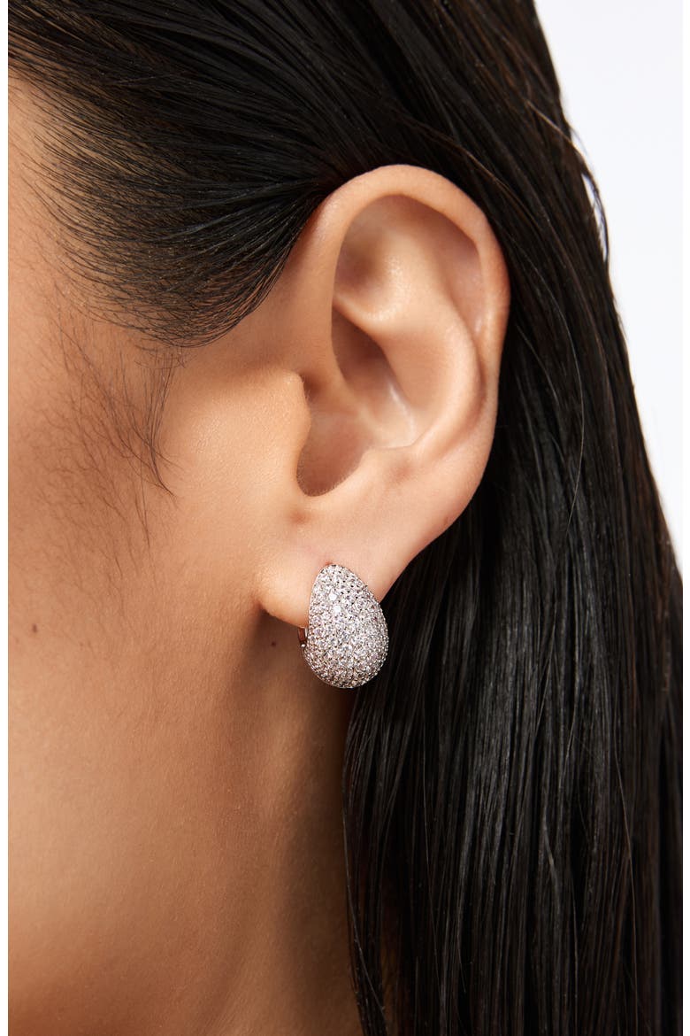 Adler Pavé Chunky Hoop Earrings, Alternate, color, SILVER CLEAR