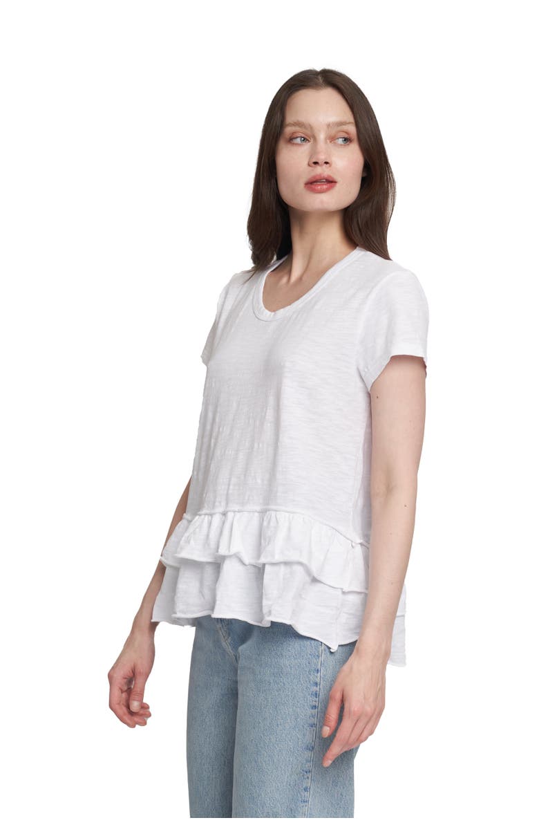 WILT Clothing Short Sleeve Double Tier Mock Hem Crew, Alternate, color, White