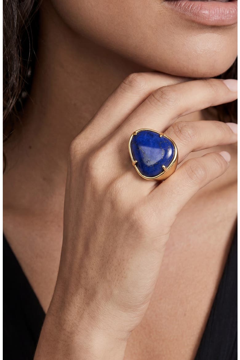 Lapis Solstice 18k Gold Plated Statement Ring, Alternate, color, LAPIS