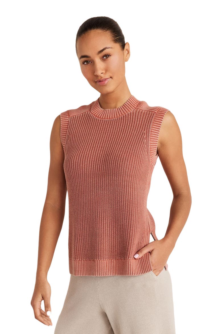 Garment-Dyed Cotton Shaker Sleeveless Sweater, Main, color, Garment Dye Hibiscus