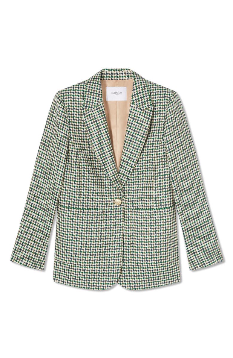 LK Bennett Daphne Houndstooth One-Button Wool Blazer, Alternate, color, 