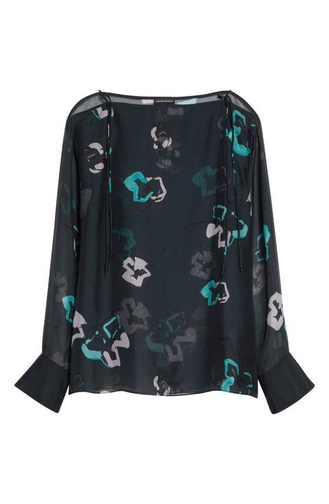 Abstract Print Silk Top