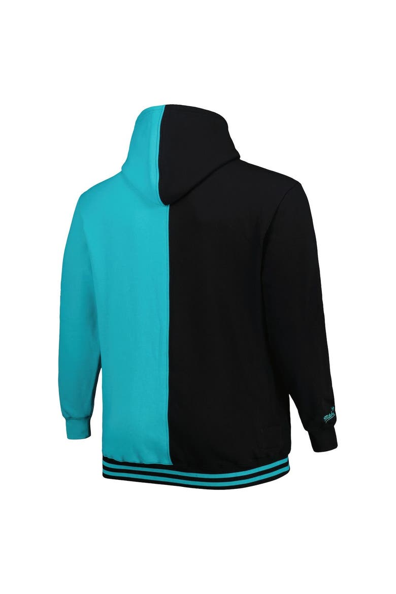 Men's Mitchell & Ness Black/Teal San Antonio Spurs Big & Tall Hardwood Classics Split Pullover Hoodie, Alternate, color, Black