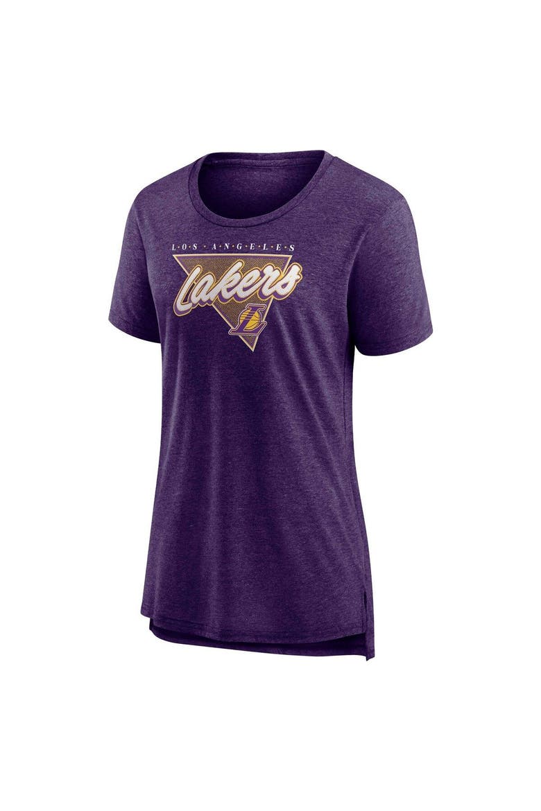 Women's Fanatics Branded Heathered Purple Los Angeles Lakers True Classics Tri-Blend T-Shirt, Alternate, color, Heather Purple