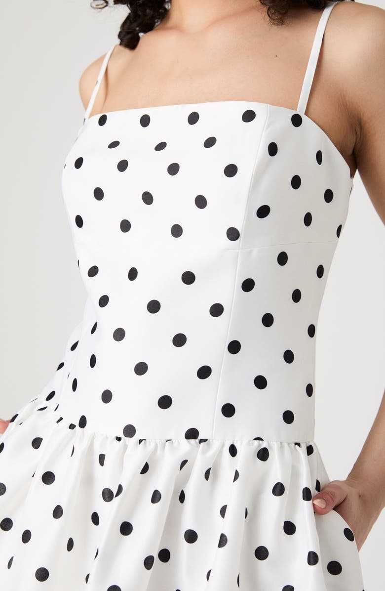 French Connection Polka Dot Strappy Drop Waist Sundress, Alternate, color,