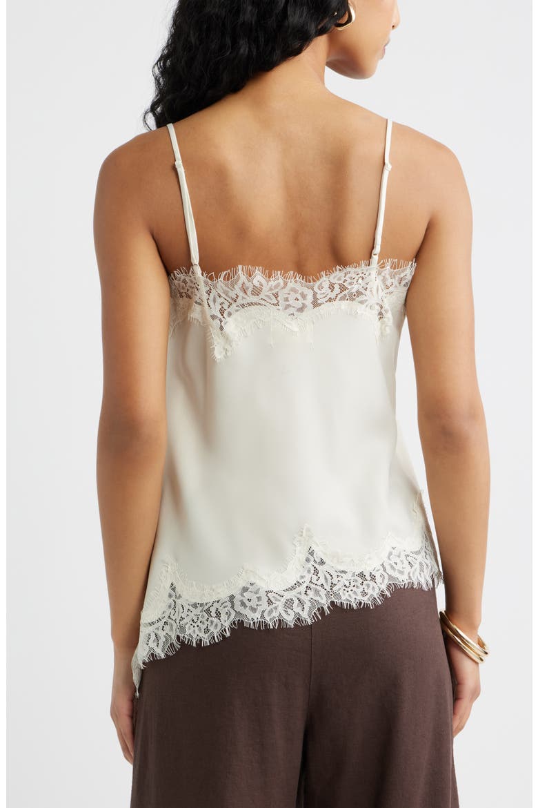 Lace Trim Satin Camisole, Alternate, color, IVORY DOVE