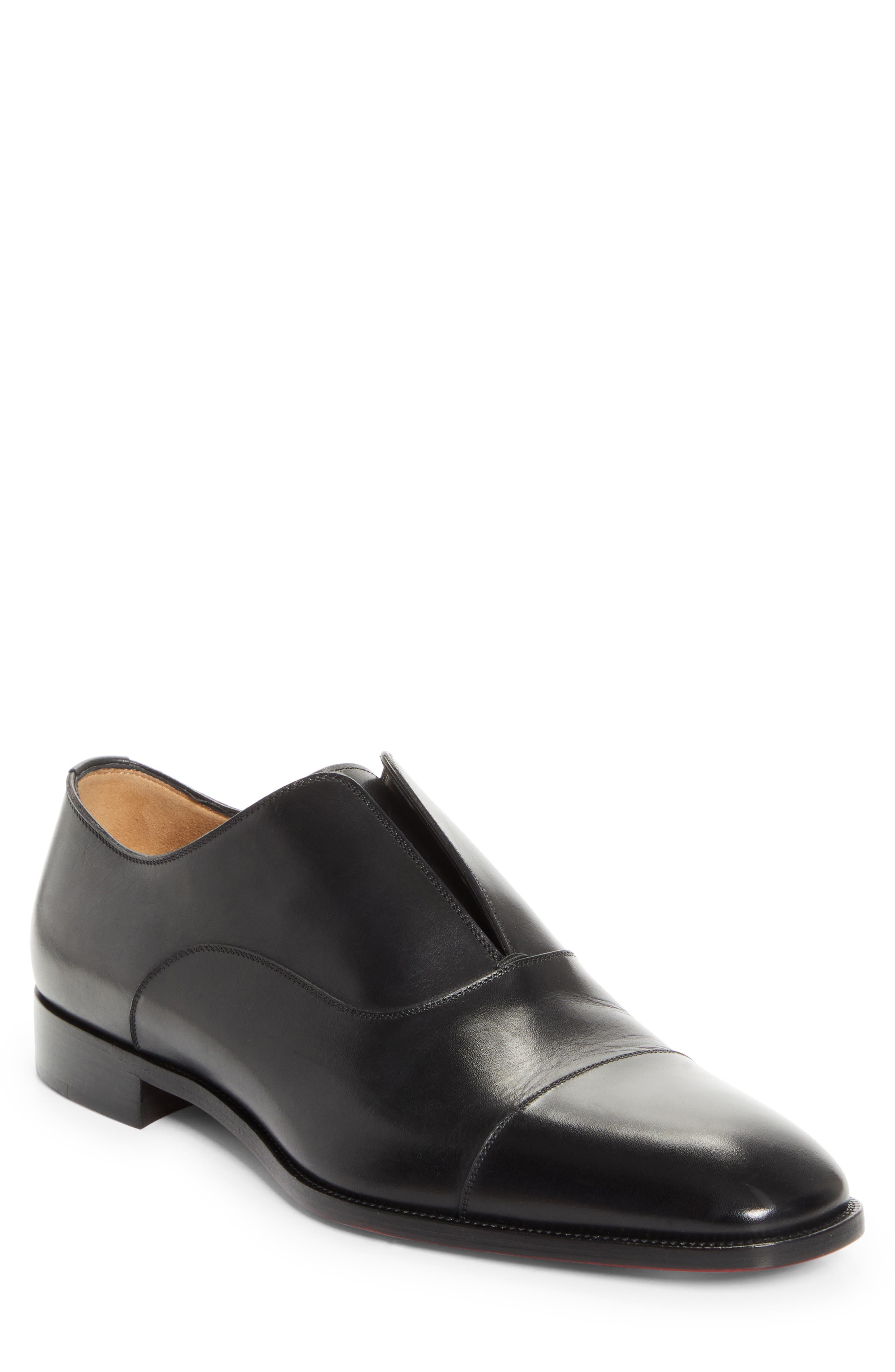 Christian Louboutin Alpha Cap Toe Slip-On, Main, color, Black