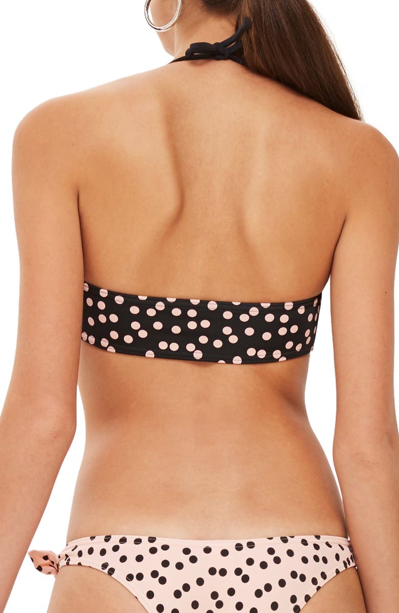 Topshop Spot Bandeau Bikini Top, Alternate, color,