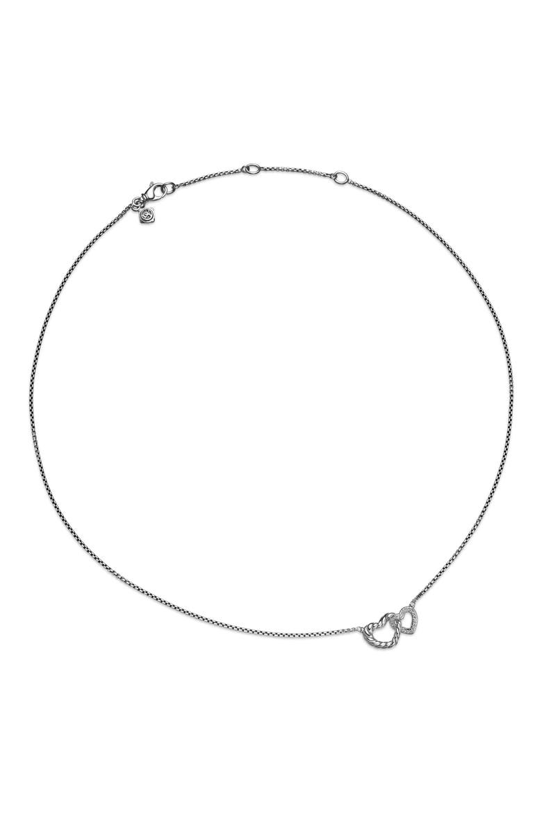 Double Heart Pendant Necklace, Alternate, color, STERLING SILVER