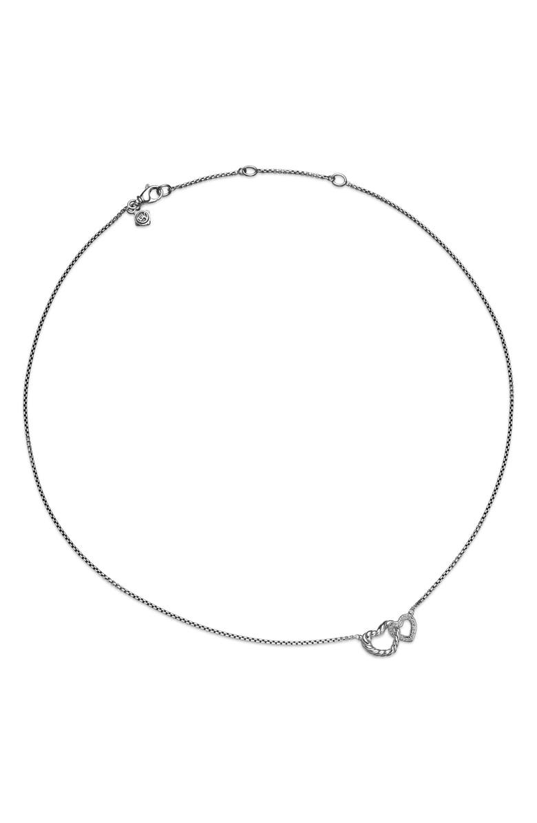 David Yurman Double Heart Pendant Necklace, Alternate, color, Sterling Silver