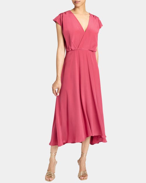 Santorelli Talia Cap Sleeve Midi Dress Silk Crepe De Chine