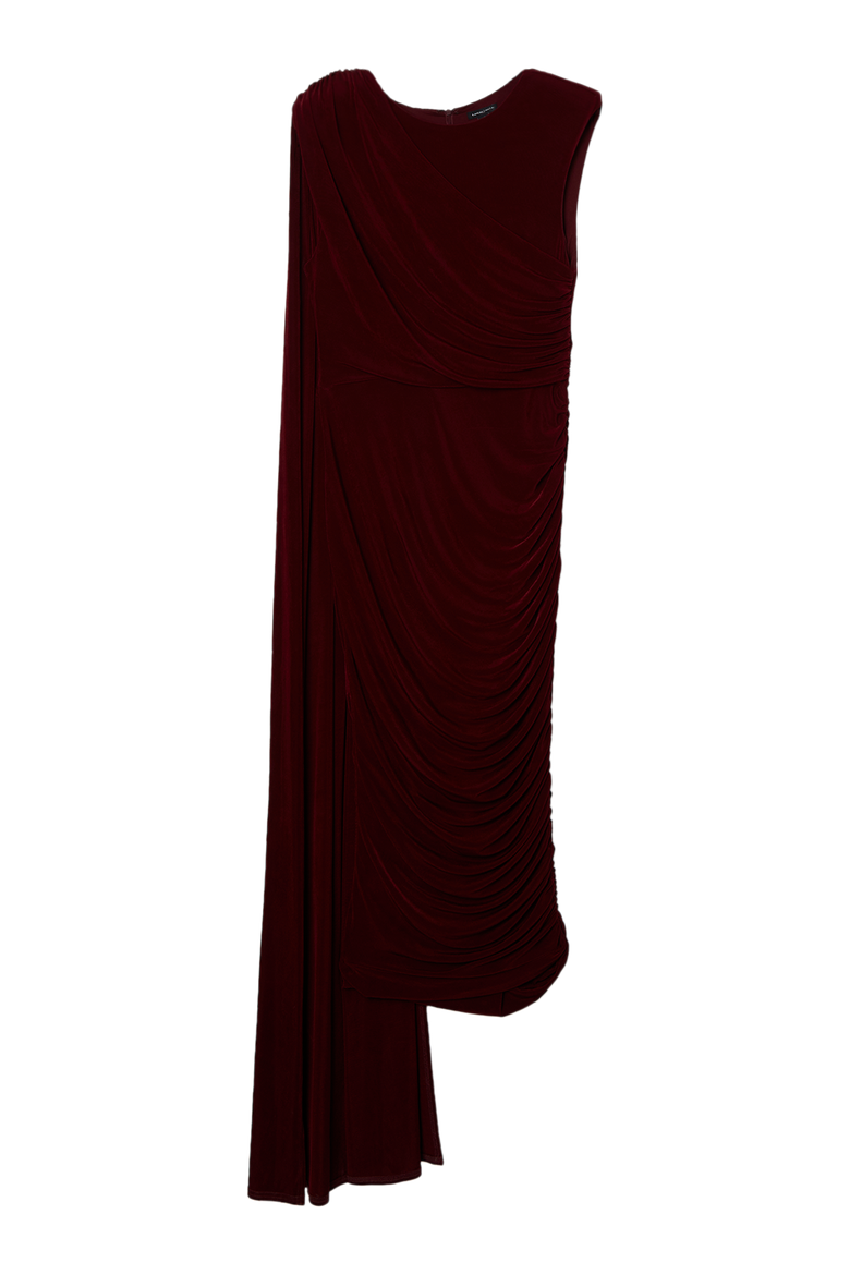 Slinky Crepe Scarf Maxi Dress, Alternate, color, Burgundy