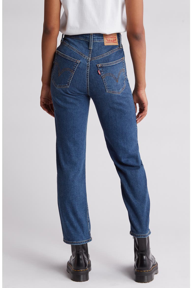 Ribcage High Waist Straight Leg Jeans, Alternate, color, DIAL UP THE MUSIC