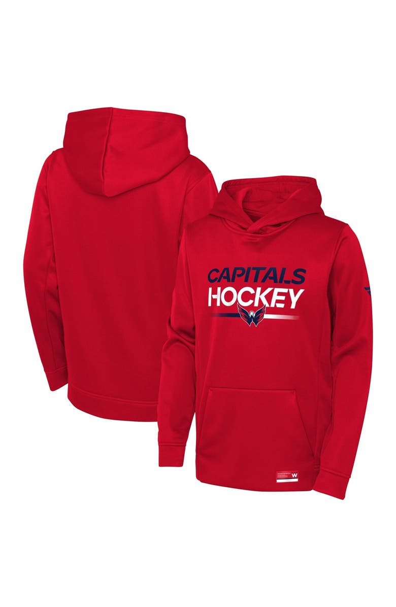 FANATICS Youth Fanatics Branded Red Washington Capitals Authentic Pro Pullover Hoodie, Main, color, 