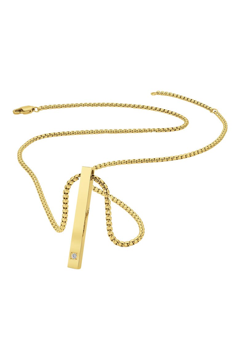 Men's Stainless Steel Vertical Bar Pendant Necklace, Alternate, color, GOLD