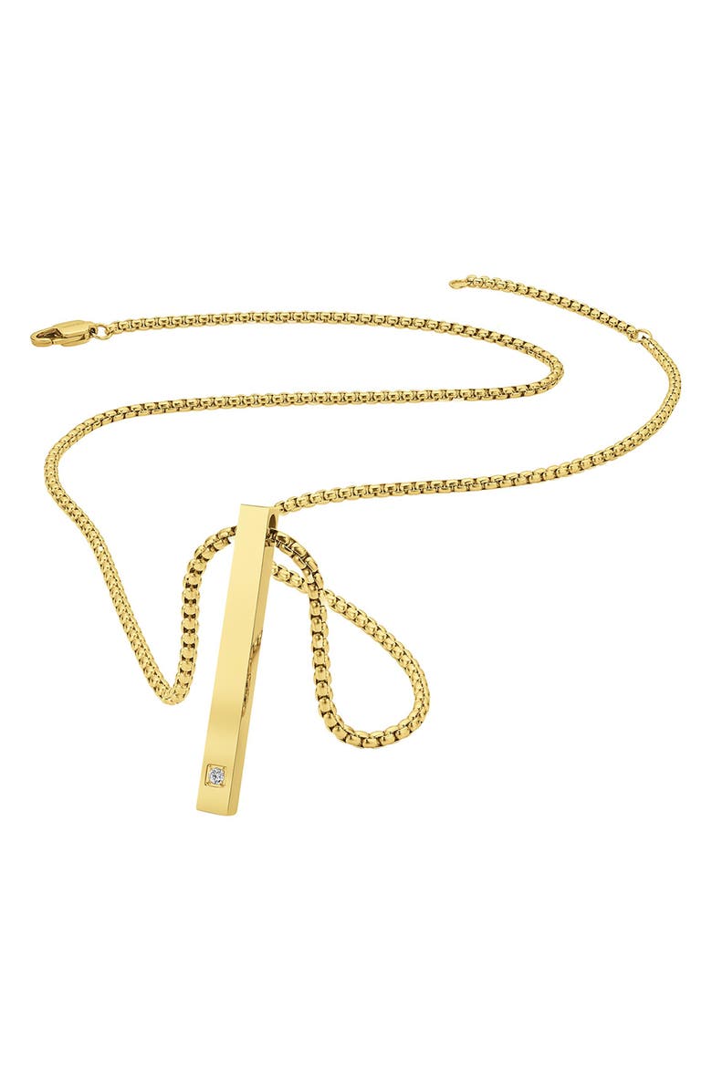 GEOFFREY BEENE Men's Stainless Steel Vertical Bar Pendant Necklace, Alternate, color, Gold