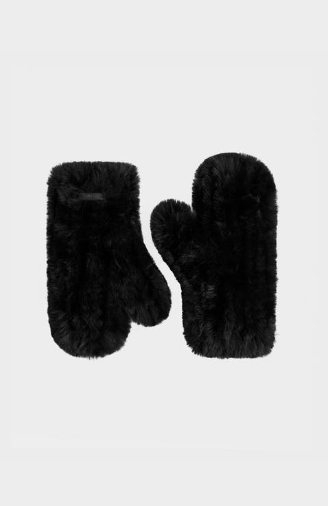 Pia Knit Faux Fur Mittens