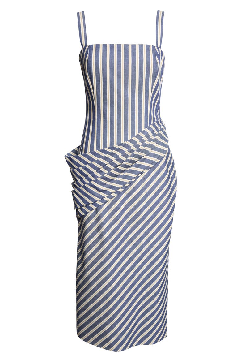 Stripe Draped Cotton Sundress, Main, color, BLUE MULTI