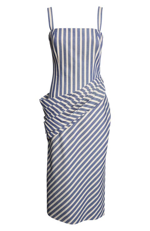 Stripe Draped Cotton Sundress