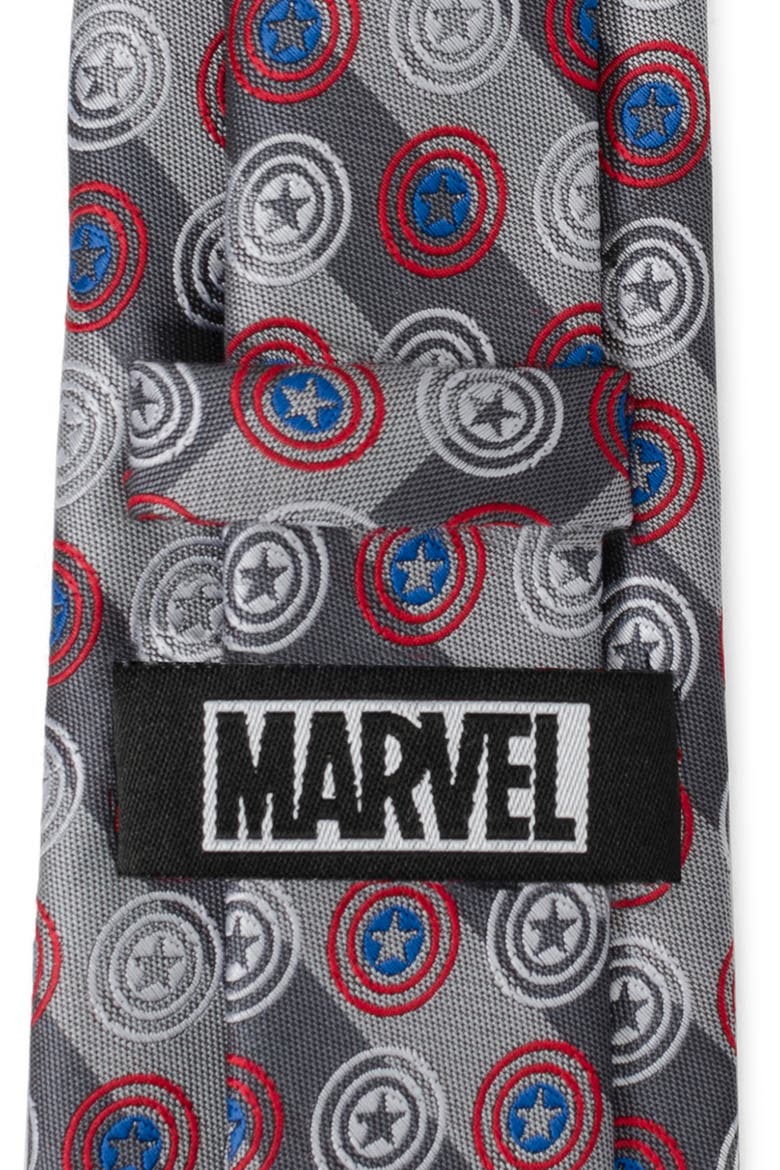 Captain America Shield Stripe Tie, Alternate, color, GRAY