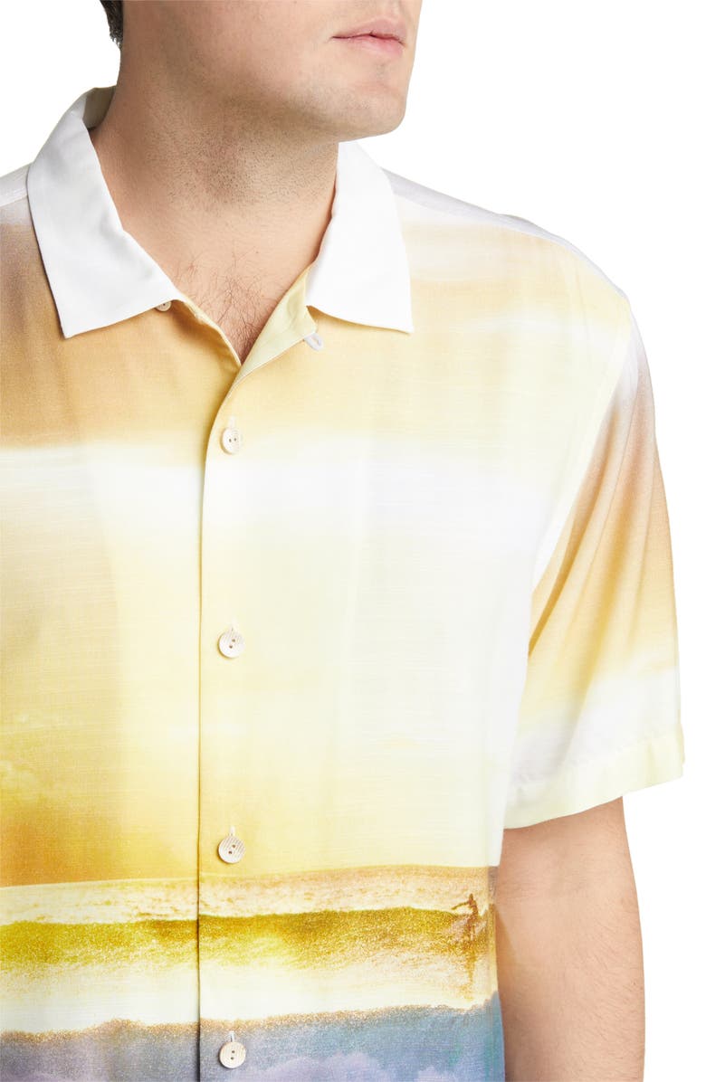 Tommy Bahama Veracruz Cay Sunset Break Short Sleeve Button-Up Camp Shirt, Alternate, color, 