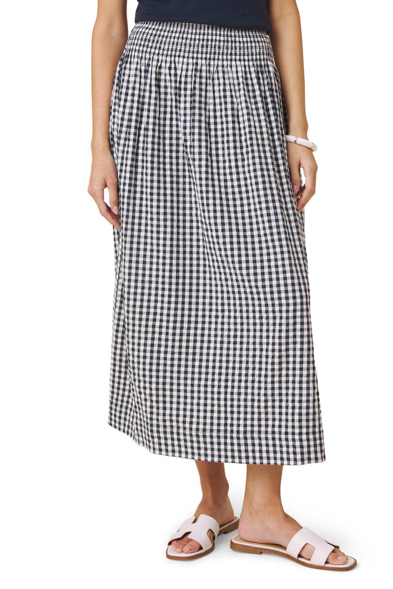 Gigi Gingham A-Line Skirt, Main, color, NAVY/WHITE