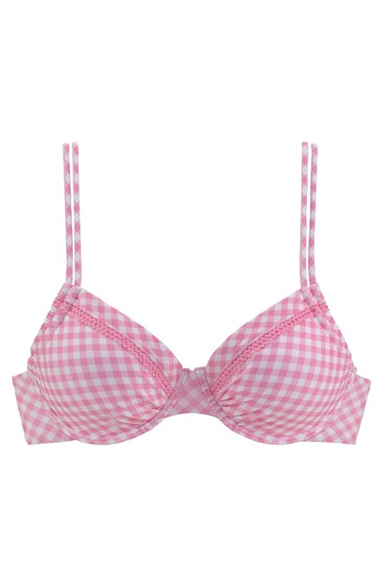 LASCANA Gingham Underwire Bikini Top Size 38D, Alternate, color, Rose & White