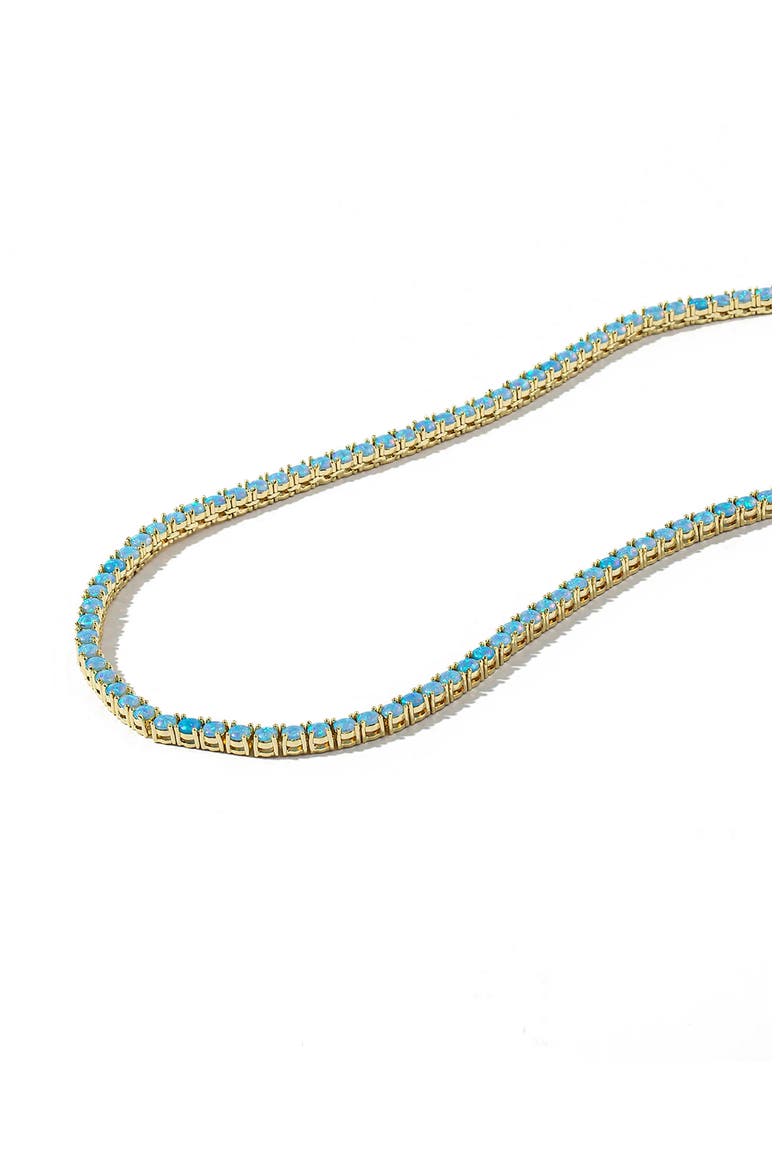Grand Heiress Lab Created Opal Tennis Necklace, Alternate, color, GOLD-BLUE OPAL