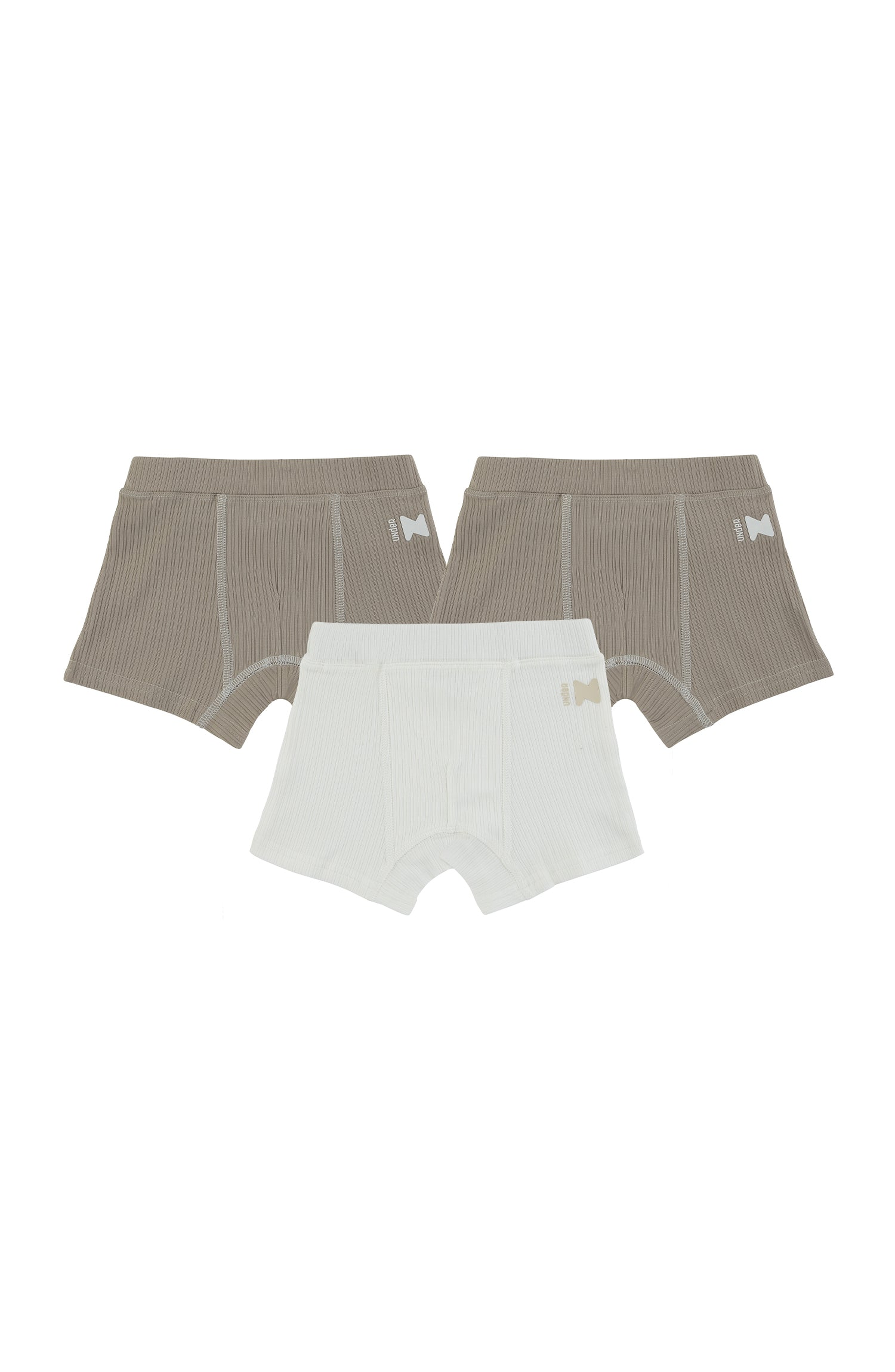 selected Ribbed Taupe + White