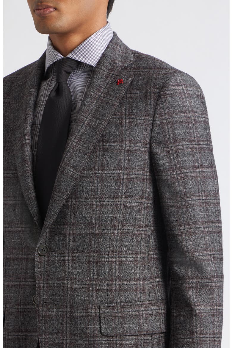 Brown & Grey Check Wool Suit, Alternate, color, GREY 970