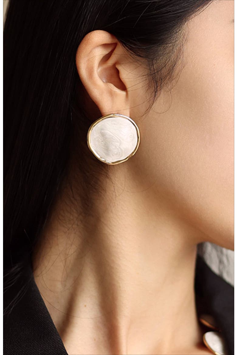 Enamel Ripple Earrings, Alternate, color, White & Gold