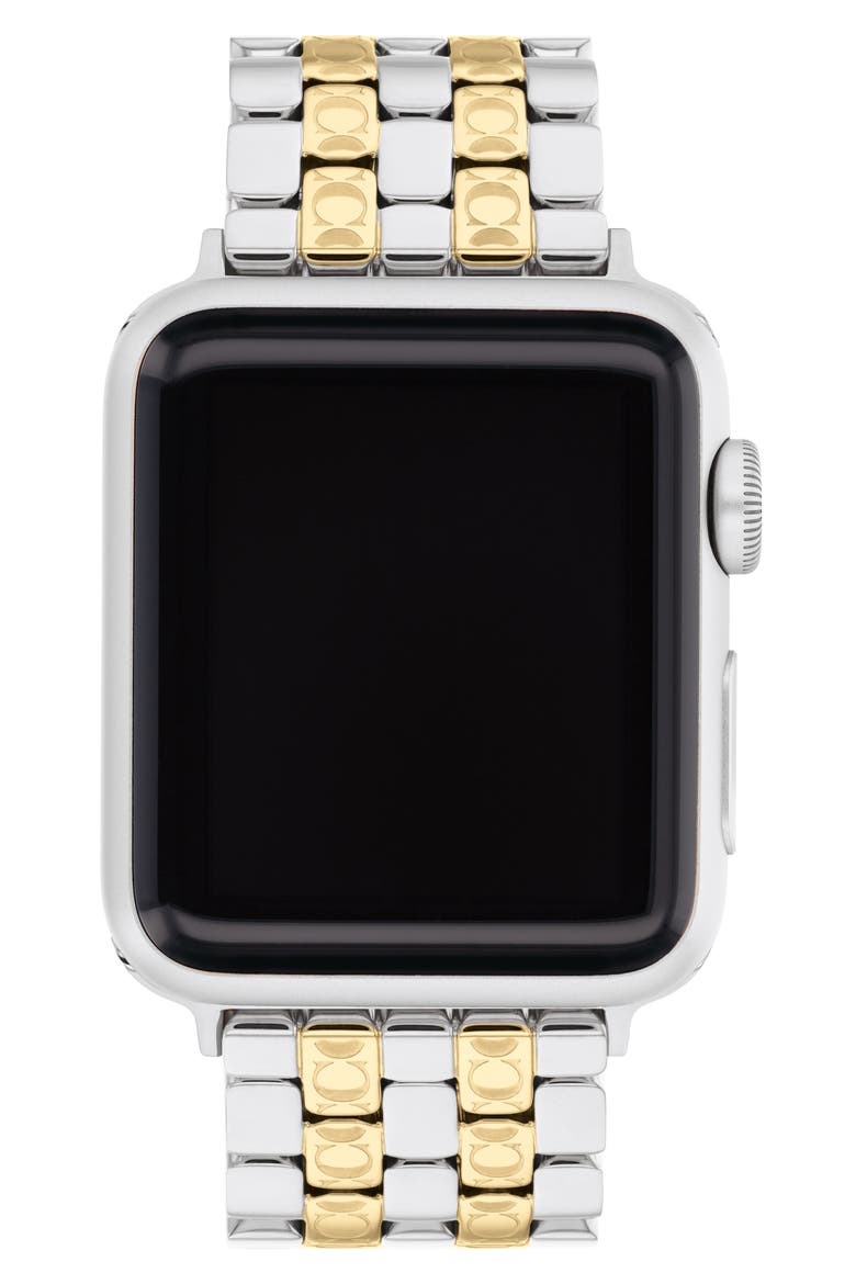 Signature Bracelet Apple Watch® Watchband, Alternate, color, SILVER TWO TONE