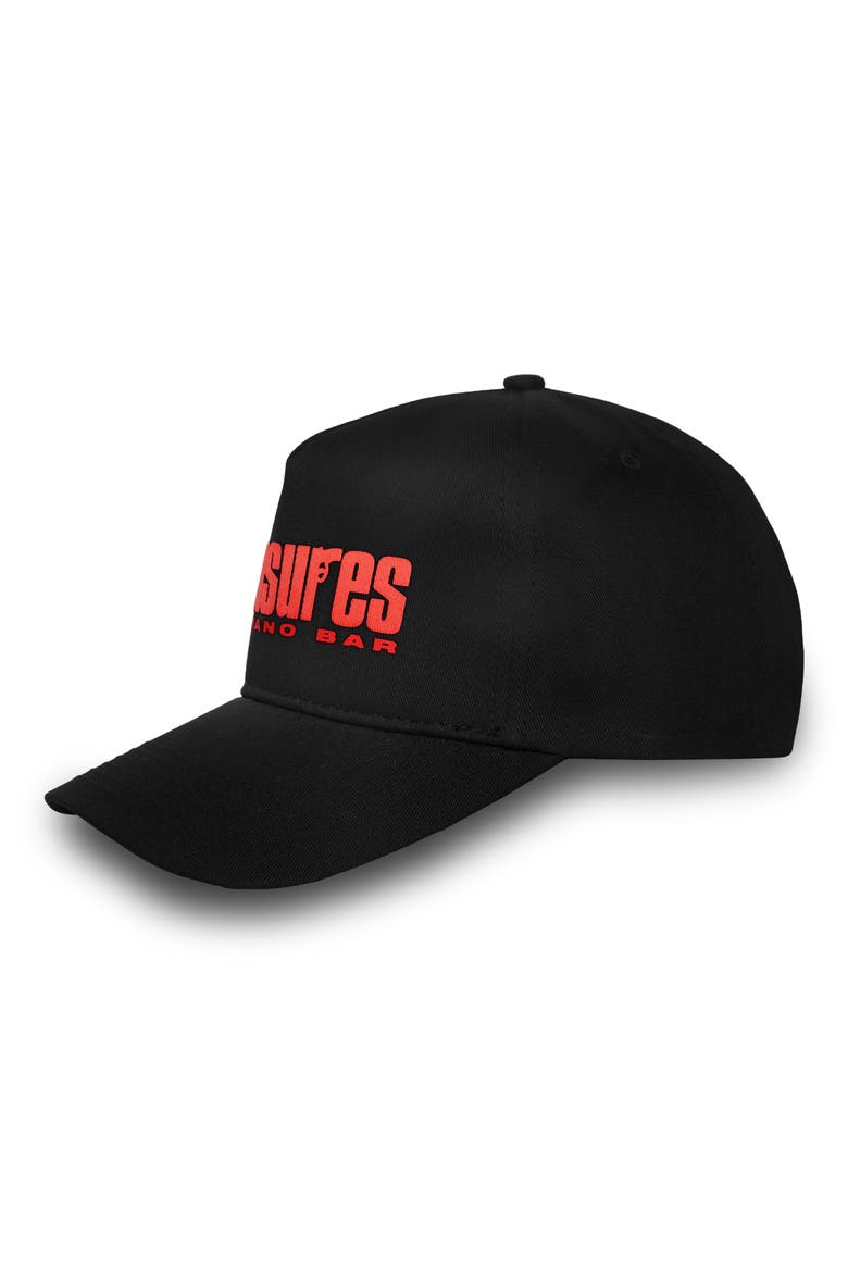 Piano Bar Snapback Cotton Twill Trucker Hat, Alternate, color, BLACK