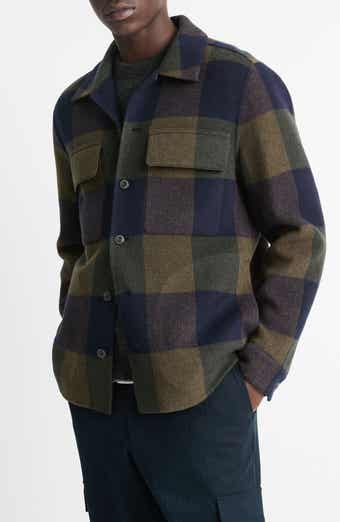Vince Plaid Wool Blend Button-Up Shirt Jacket