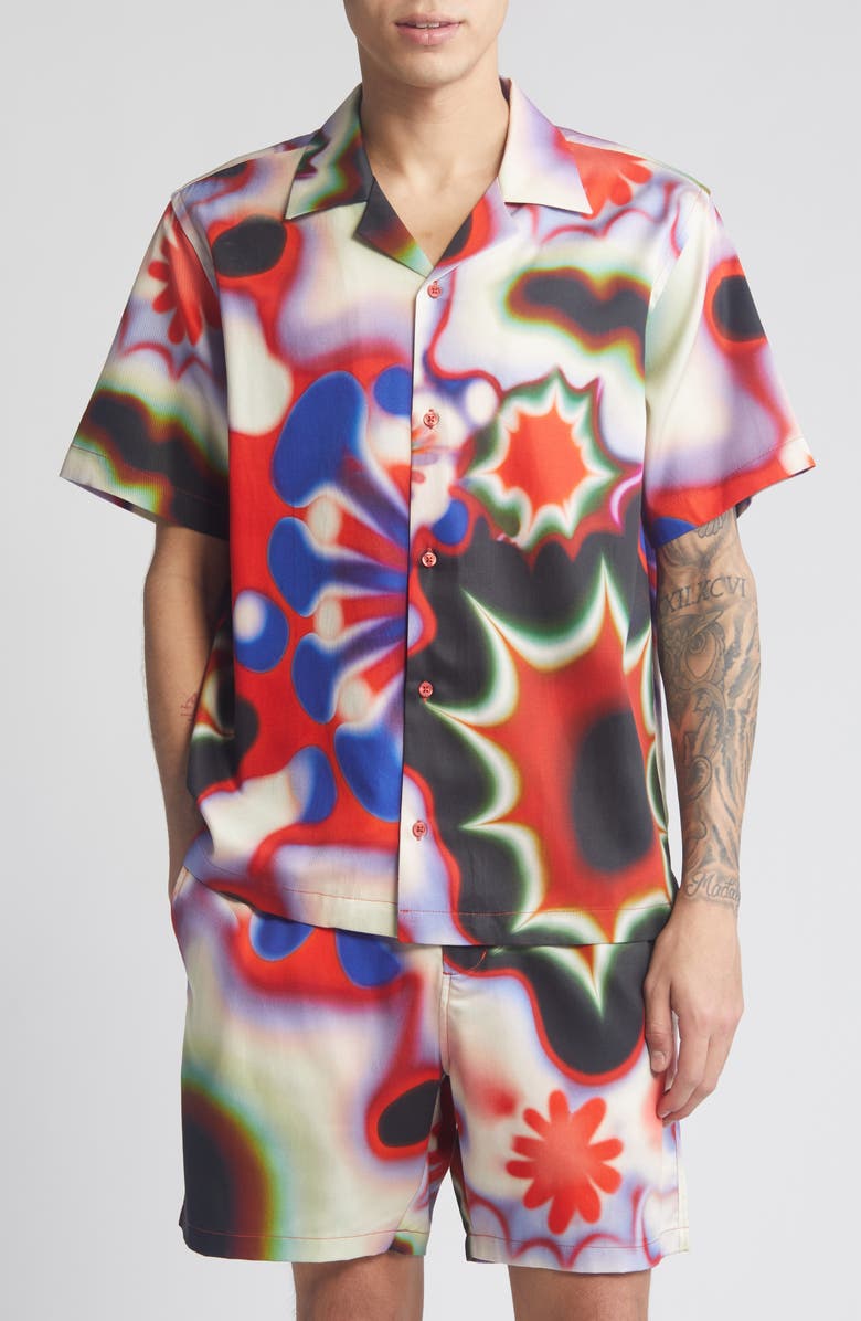 Saturdays NYC Canty Shawnax Abstract Floral Camp Shirt, Main, color, 