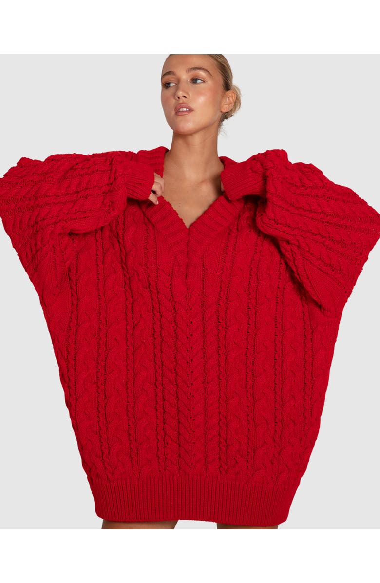 Belle & Bloom Still The One Chunky Oversize Knit, Alternate, color, Red