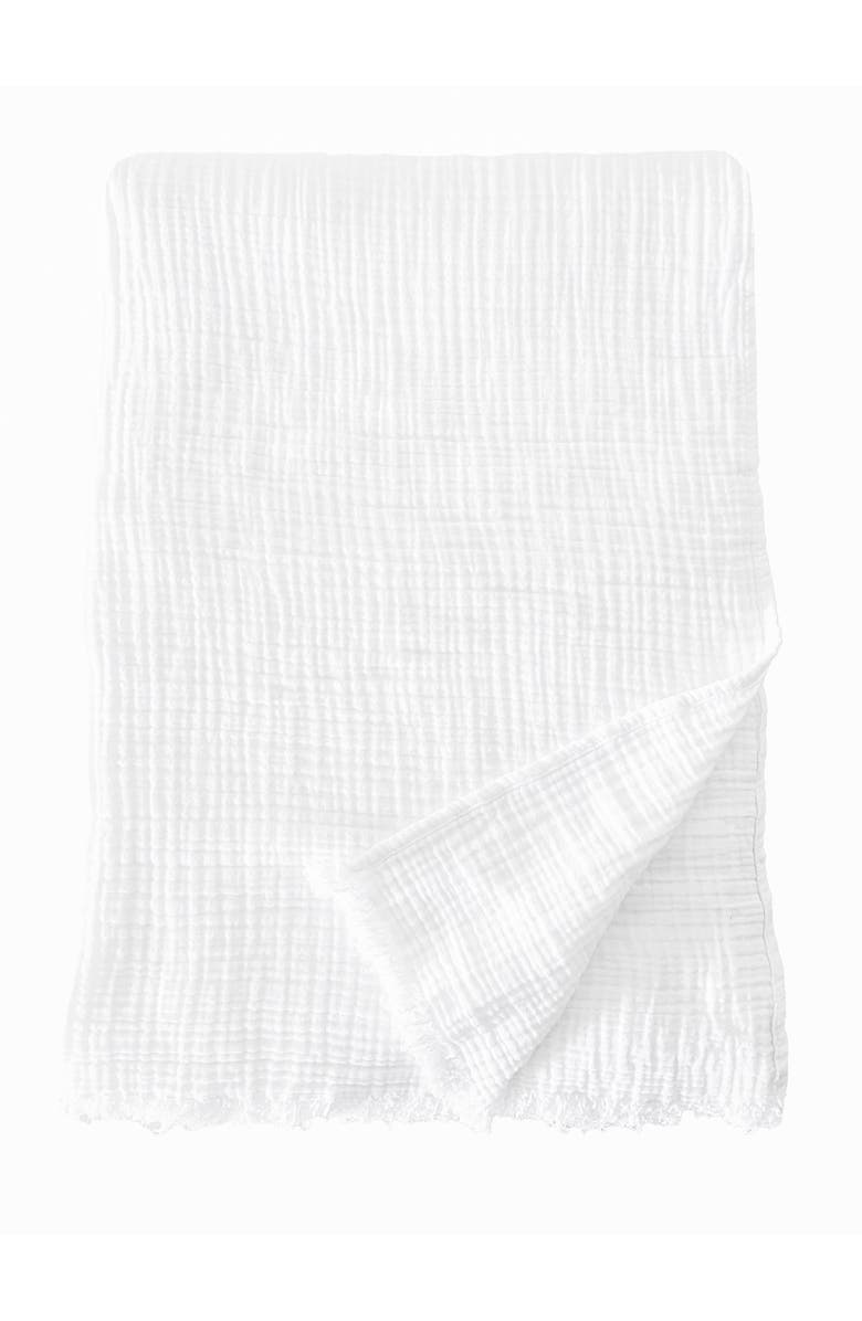 Anaya Crinkled Turkish Cotton Cuddle Throw, Main, color, Bright White