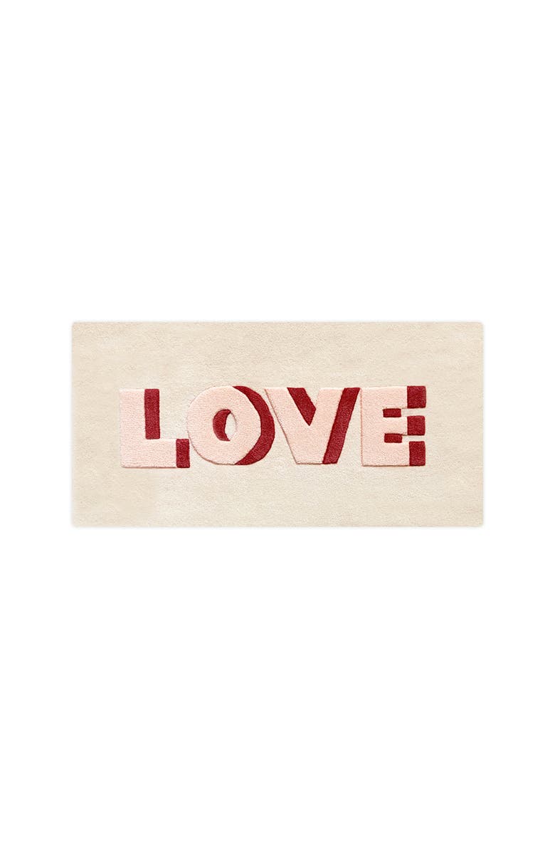 Maison Deux Love Rug, Main, color, Cream / Red Print