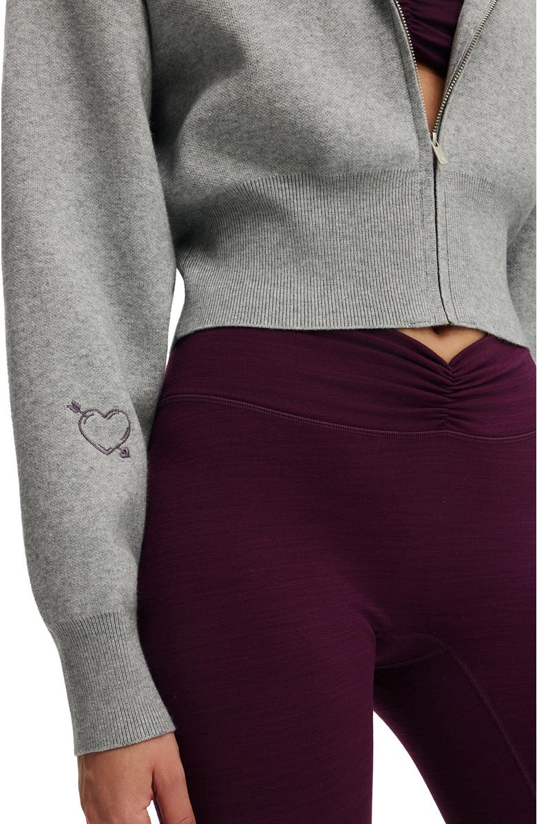 COTTON ON BODY Women's Active Knit Cropped Zip Through, Alternate, color, Light Grey Marle