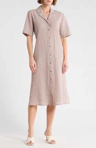Eileen Fisher Notch Collar Short Sleeve Shirtdress