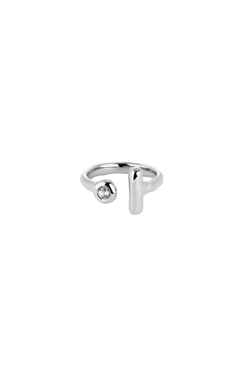 Open Sterling Silver-Plated Ring with White Topaz, Alternate, color, Silver