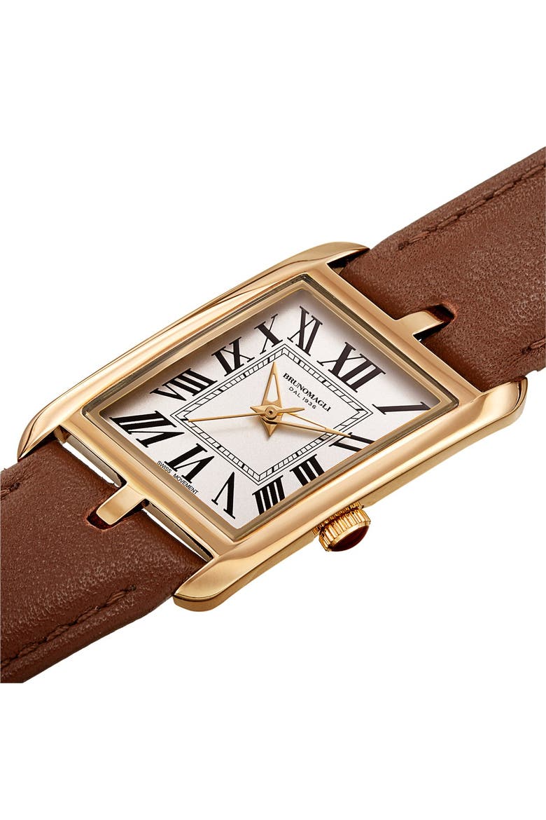Women's Sofia 1421 Asymmetrical Case Leather Strap Watch, 24mm, Alternate, color, TAN