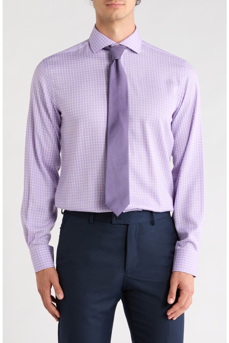 Trim Fit Check Dress Shirt, Main, color, ORCHID