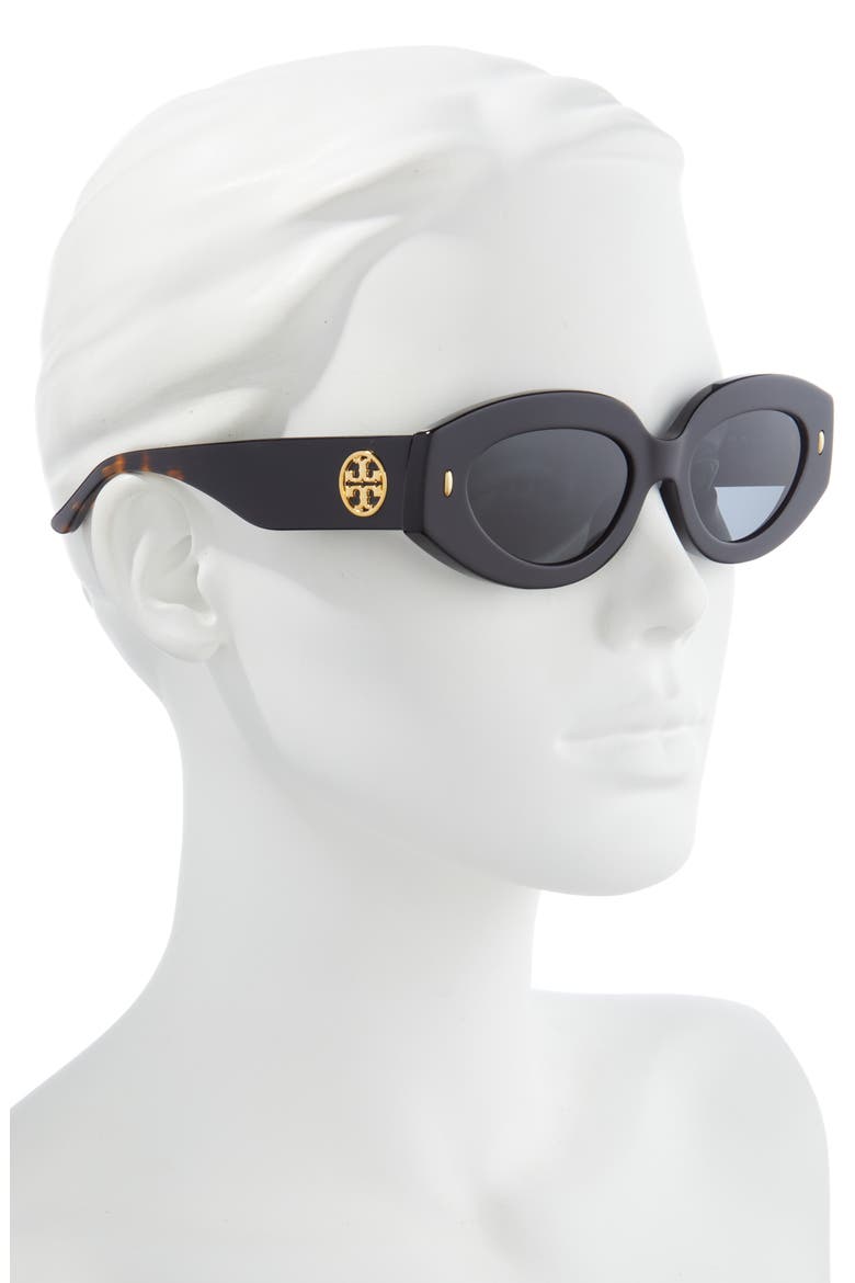 51mm Oval Sunglasses, Alternate, color, BLACK