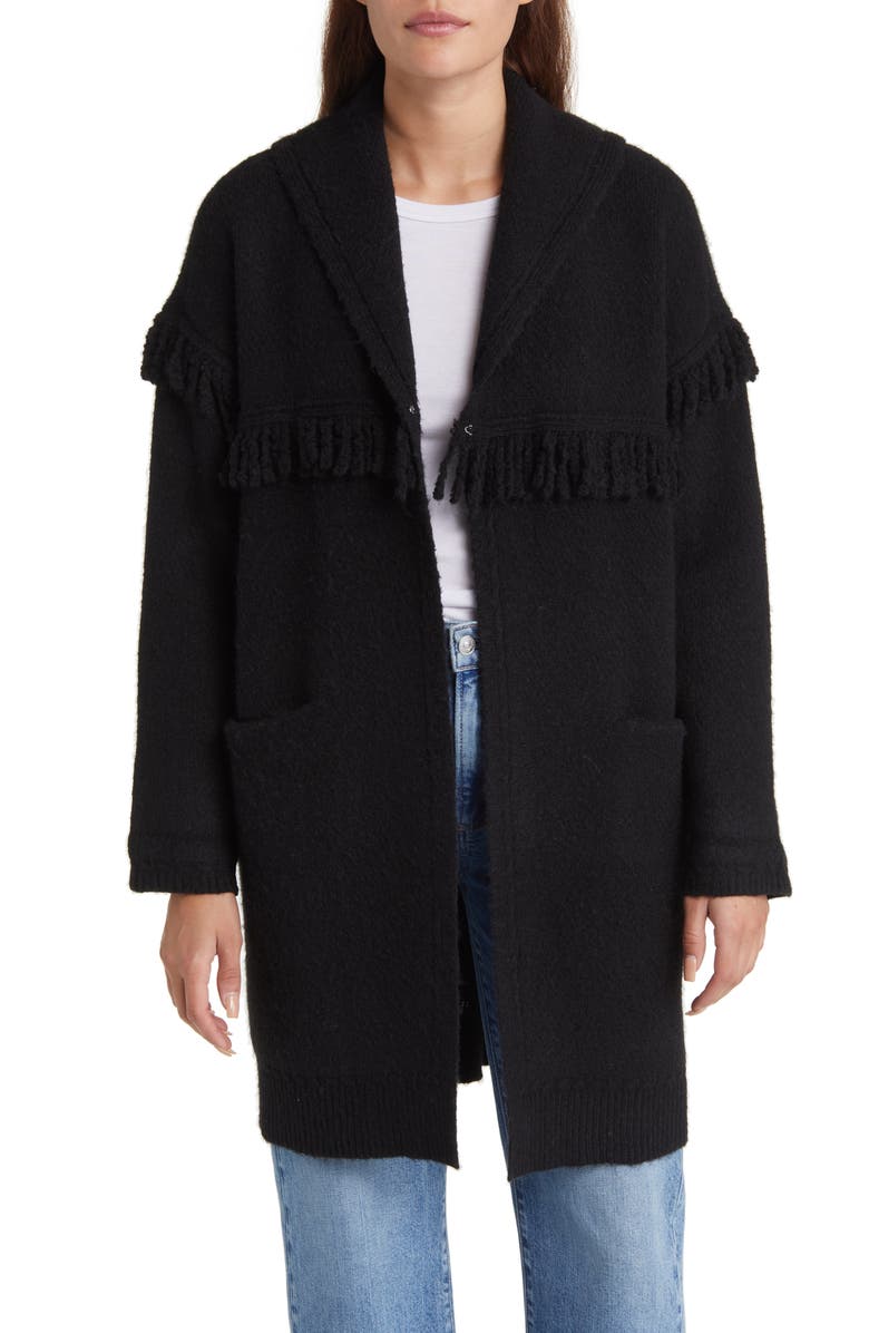 Wit & Wisdom Fringe Yoke Cardigan, Main, color, Black