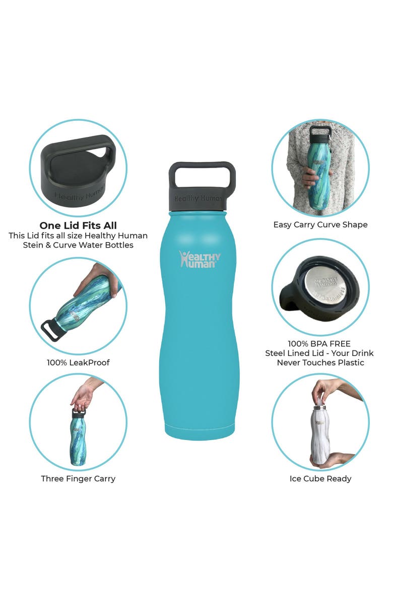Healthy Human Stainless Steel Curve Water Bottle, 21 oz Glacier, Alternate, color, 
