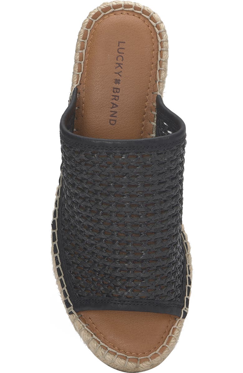 Lucky Brand Cabriah Espadrille Platform Wedge Slide Sandal, Alternate, color, Black Crochet